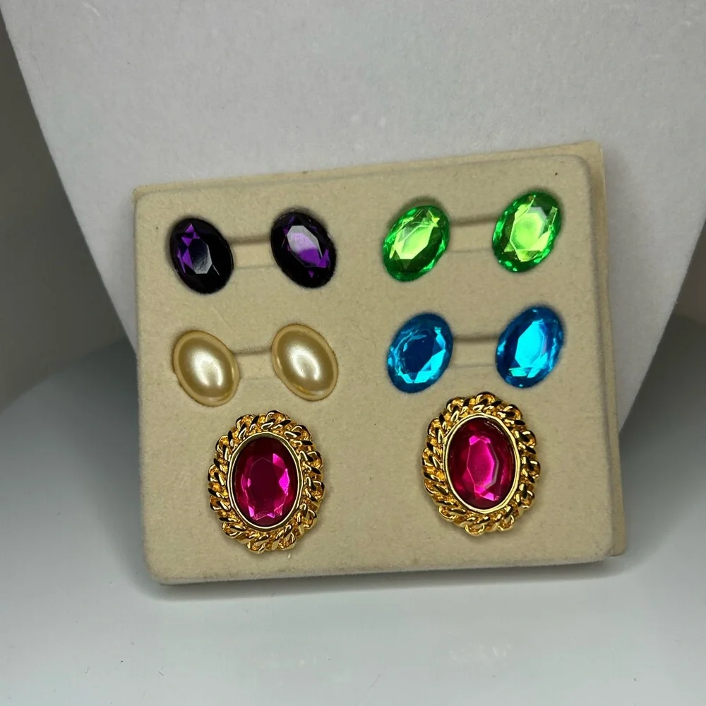 VTG Kenneth Jay Lane Interchangeable Clip Earrings - Picture 2 of 3